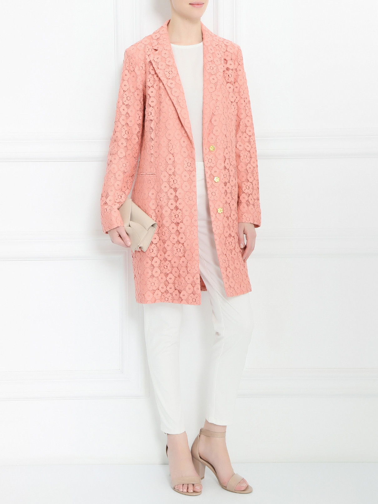 Легкое пальто из кружева Moschino Cheap&Chic  –  Модель Общий вид  – Цвет:  Розовый