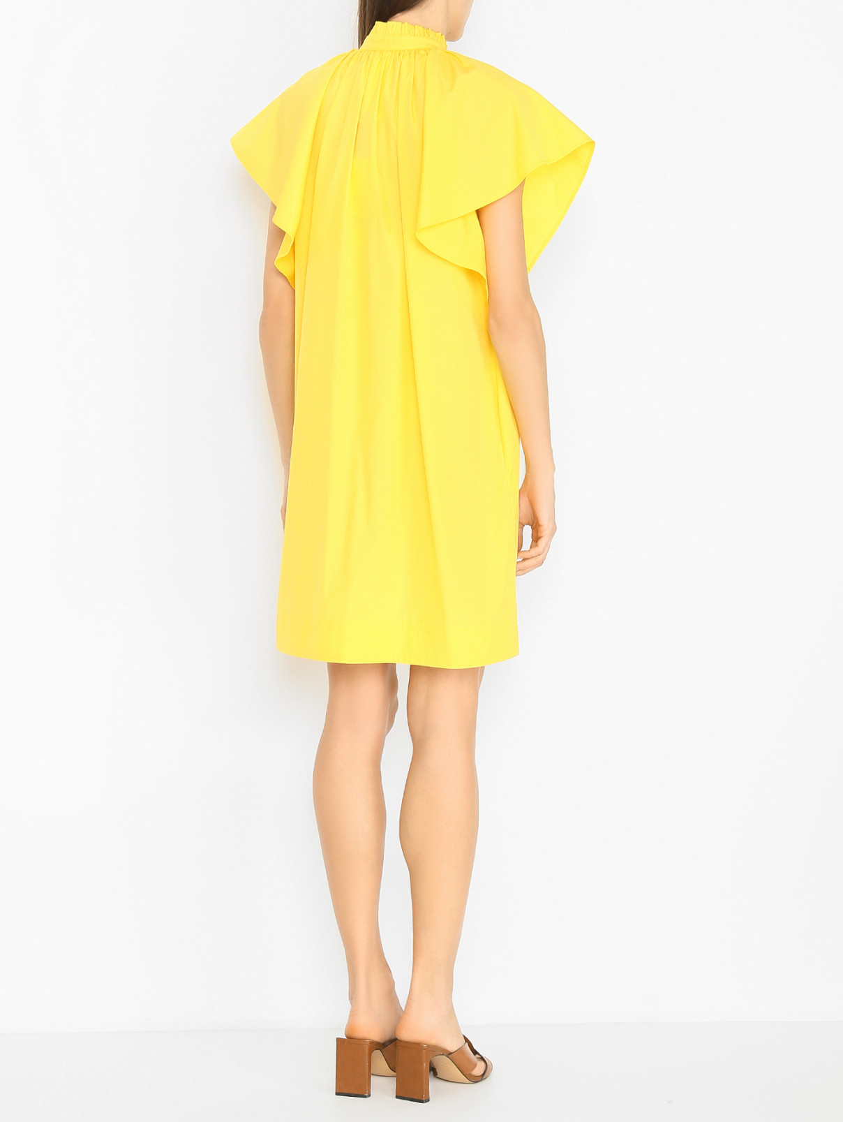 Платье из хлопка с карманами Max Mara  –  МодельВерхНиз1  – Цвет:  Желтый