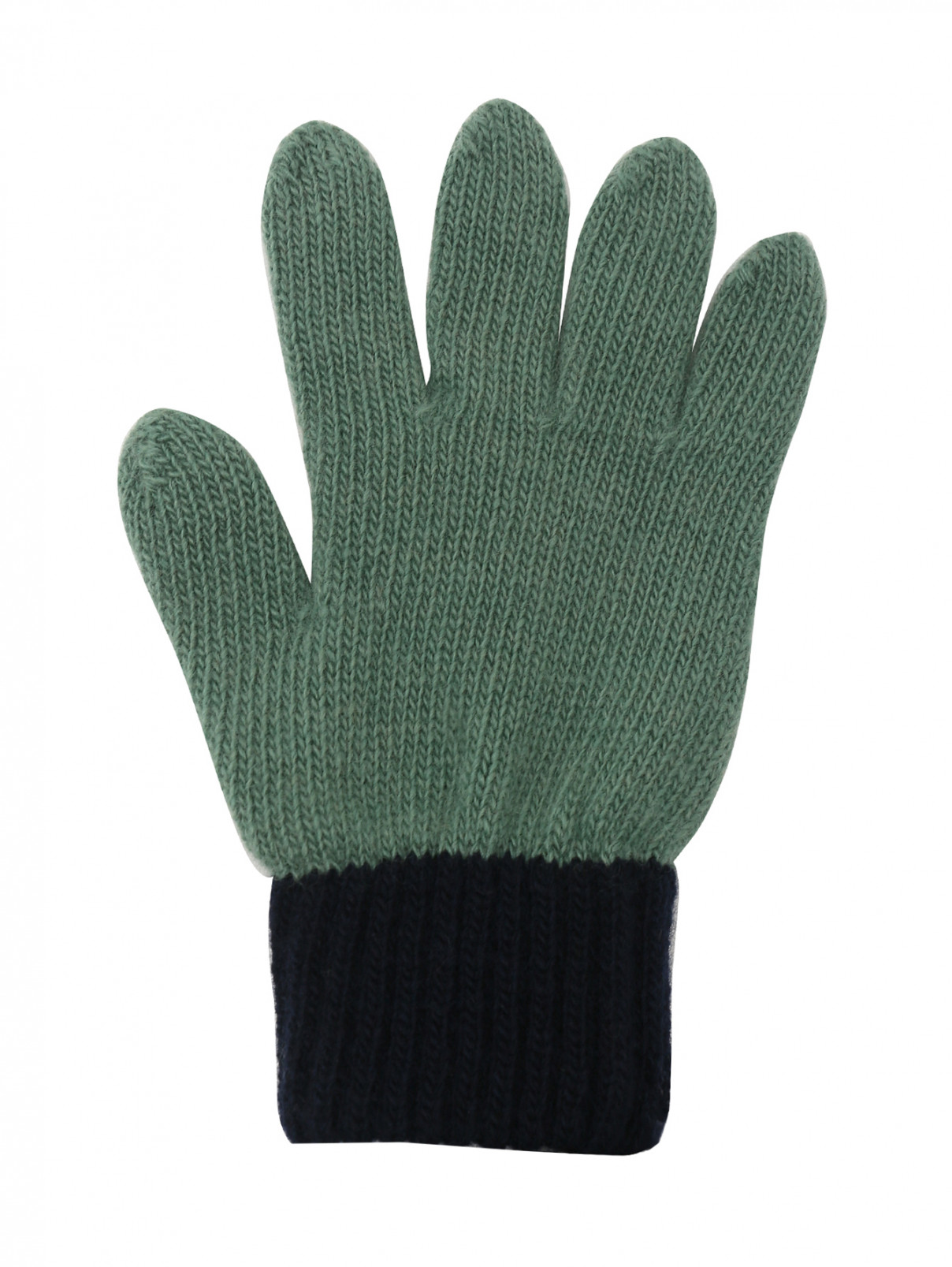Шерстяные перчатки колор блок Il Gufo  –  Обтравка1  – Цвет:  Зеленый
