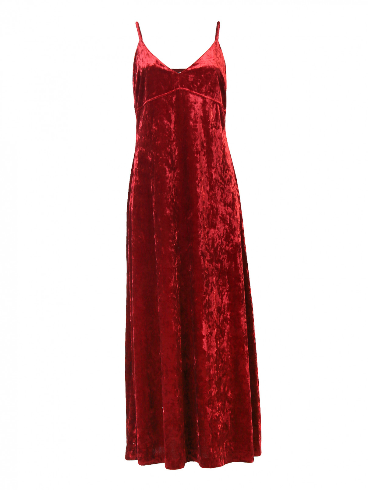 Платье-миди из бархата Michael by Michael Kors  –  Общий вид  – Цвет:  Красный