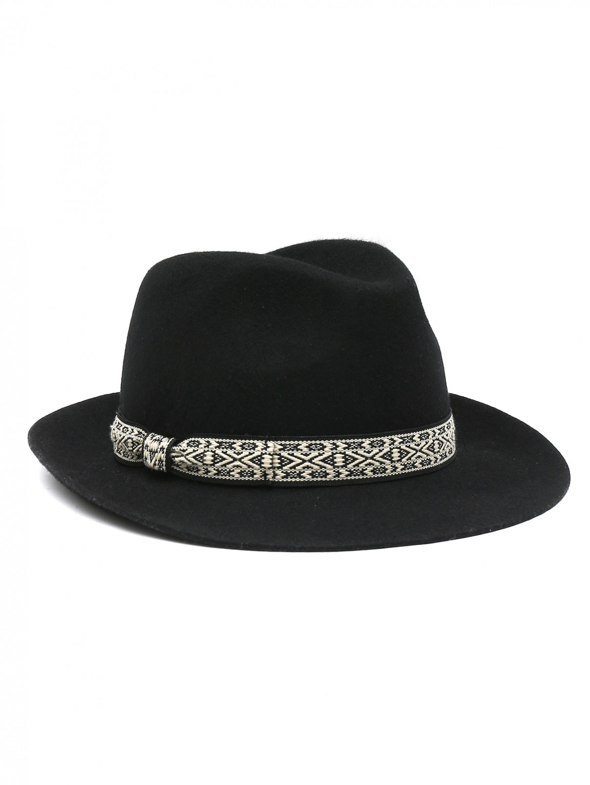 Шляпа из шерсти с лентой Marina Rinaldi  –  Общий вид  – Цвет:  Черный