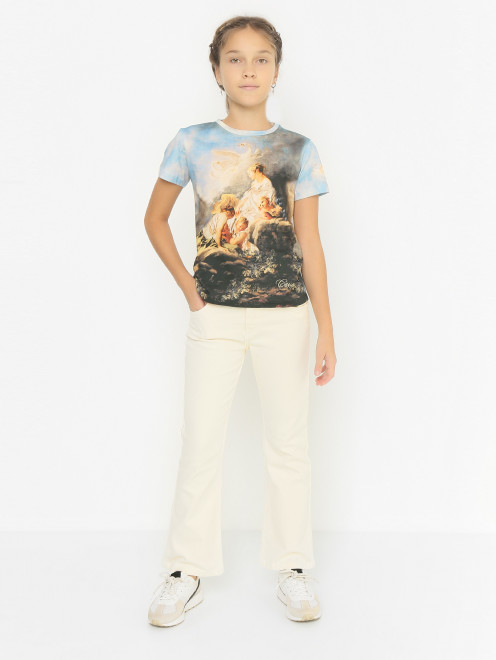 Хлопковая футболка с узором Roberto Cavalli - МодельОбщийВид