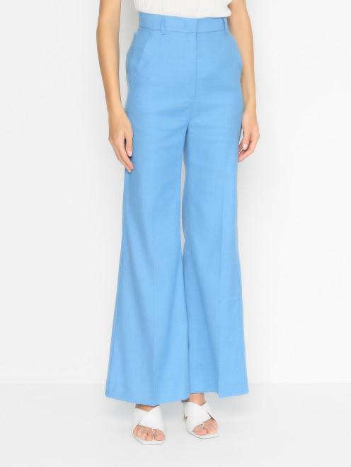 Однотонные брюки изо льна и хлопка Weekend Max Mara - МодельВерхНиз