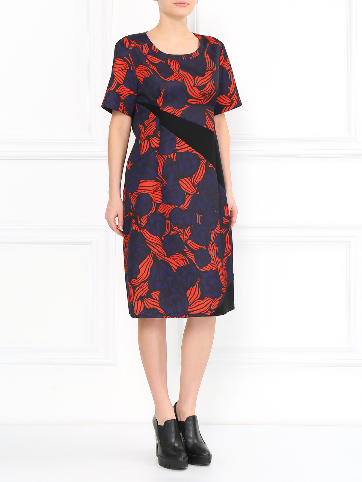 Платье из смешанной шерсти с узором Jil Sander  –  Модель Общий вид  – Цвет:  Красный