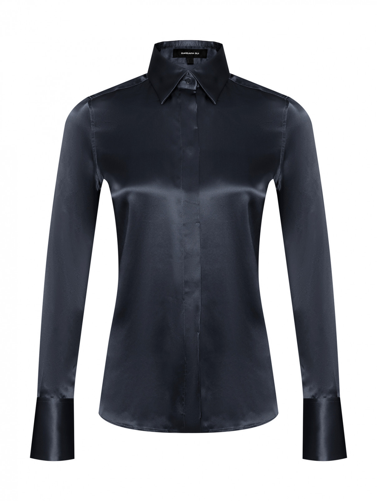 Однотонная блуза из шелка Barbara Bui  –  Общий вид  – Цвет:  Черный