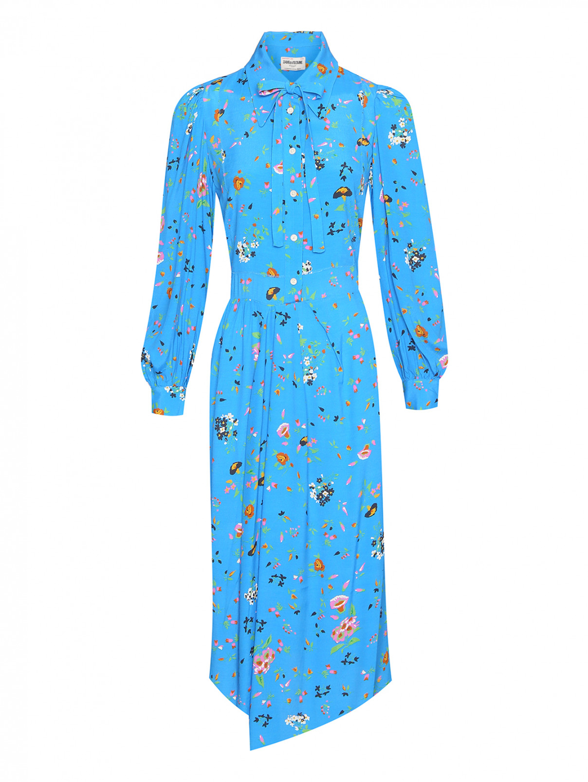 Платье из вискозы с разрезом и цветочным принтом Zadig&Voltaire  –  Общий вид  – Цвет:  Синий