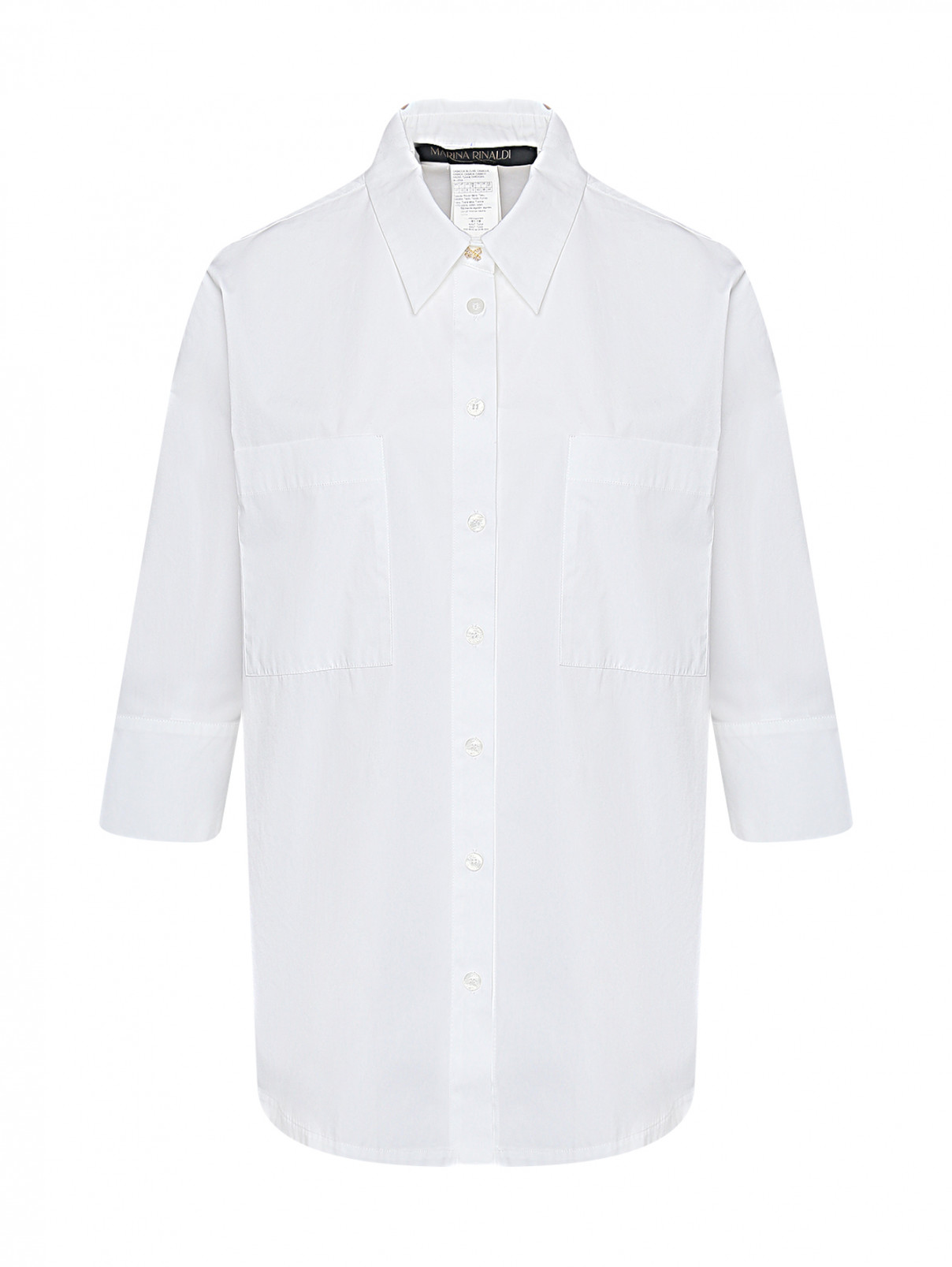 Рубашка из хлопка с карманами Marina Rinaldi  –  Общий вид  – Цвет:  Белый