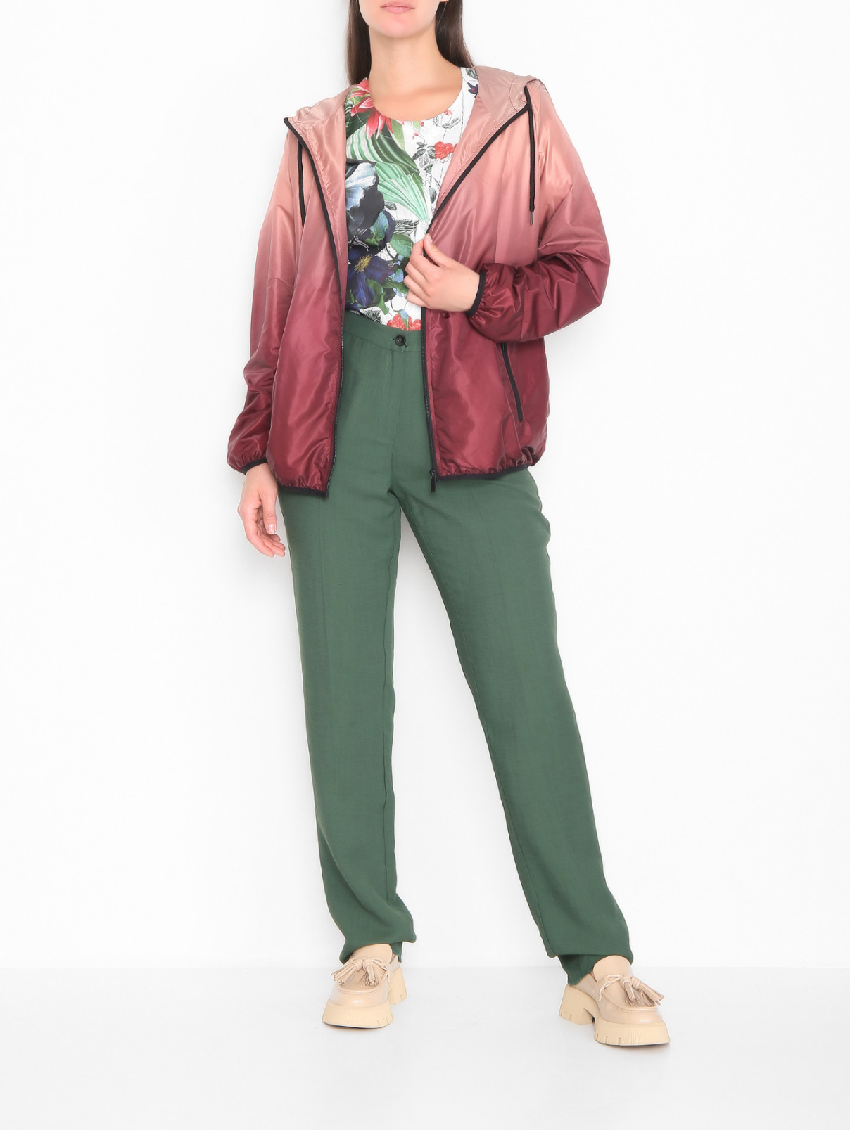 Куртка с капюшоном и карманами Persona by Marina Rinaldi  –  МодельОбщийВид  – Цвет:  Мультиколор