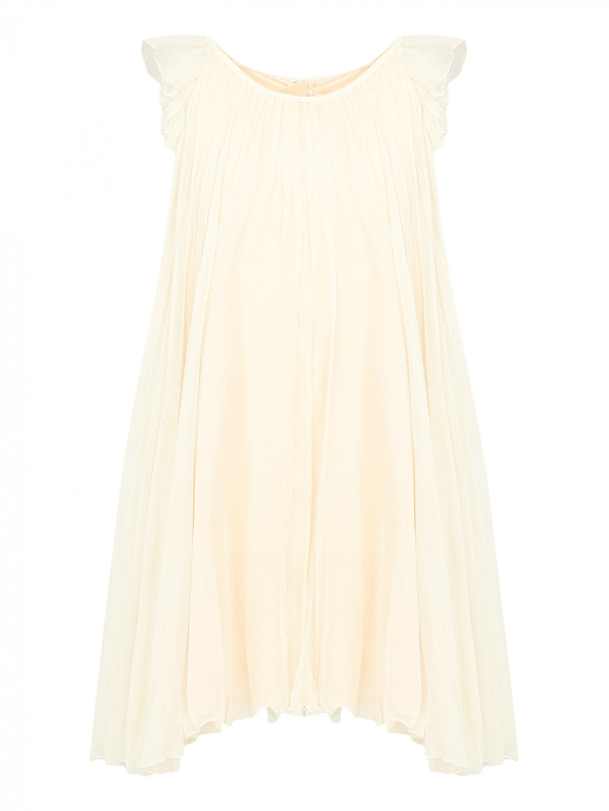 Платье гофрированное с оборками Chloe  –  Общий вид  – Цвет:  Бежевый