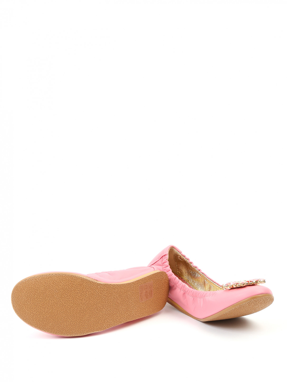 Туфли из кожи с декоративными пряжками MiMiSol  –  Обтравка5  – Цвет:  Розовый
