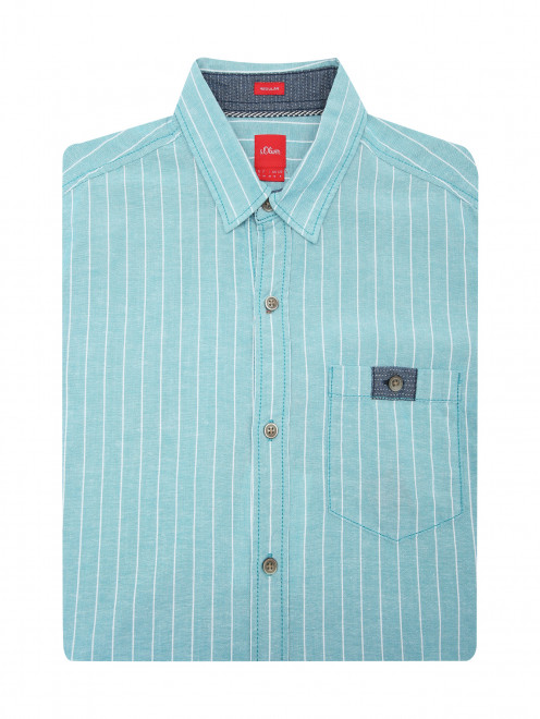 Рубашка из хлопка и льна с узором полоска S.Oliver - Общий вид