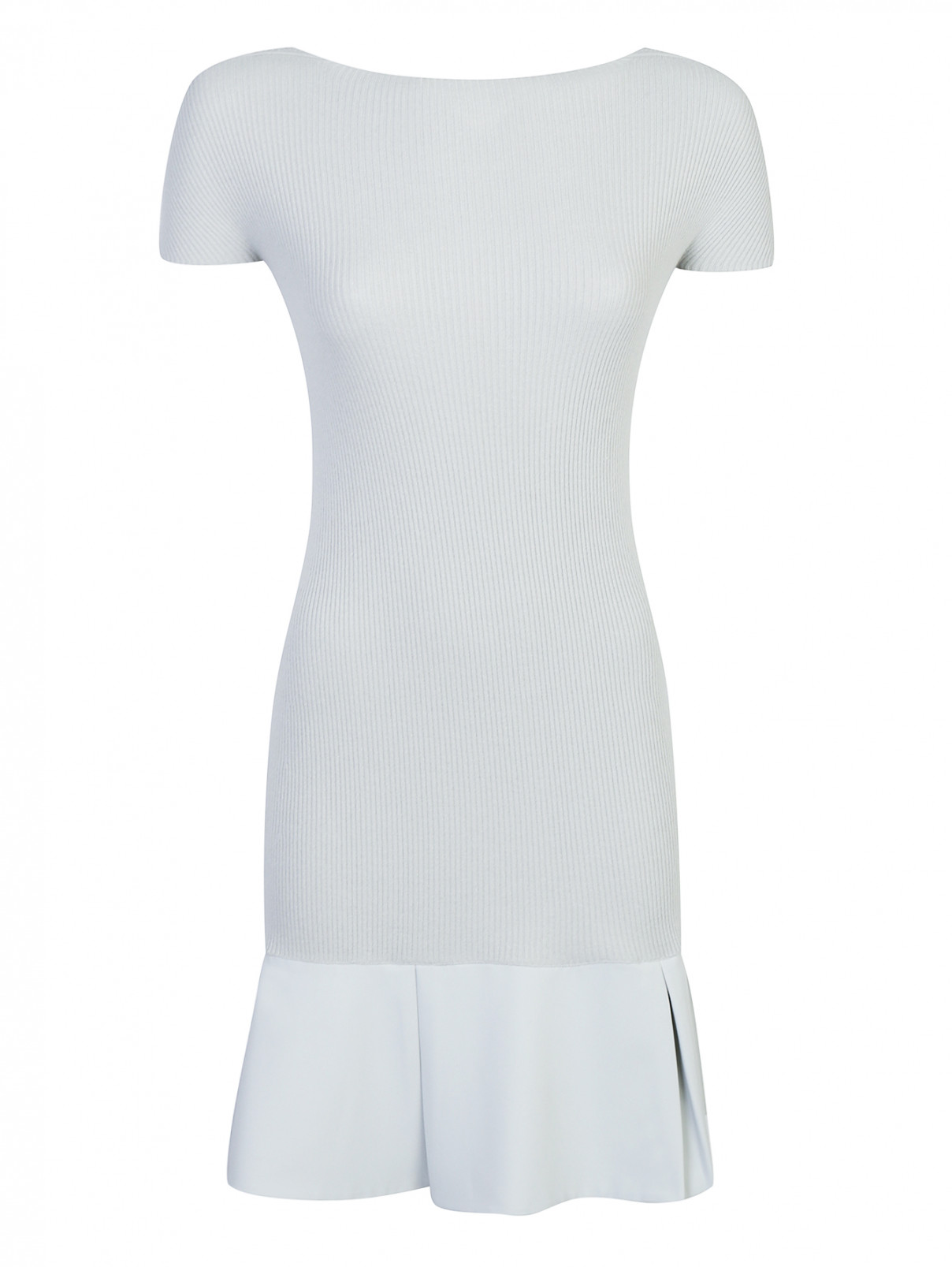 Трикотажное платье-мини с вырезом на спине Emporio Armani  –  Общий вид  – Цвет:  Серый