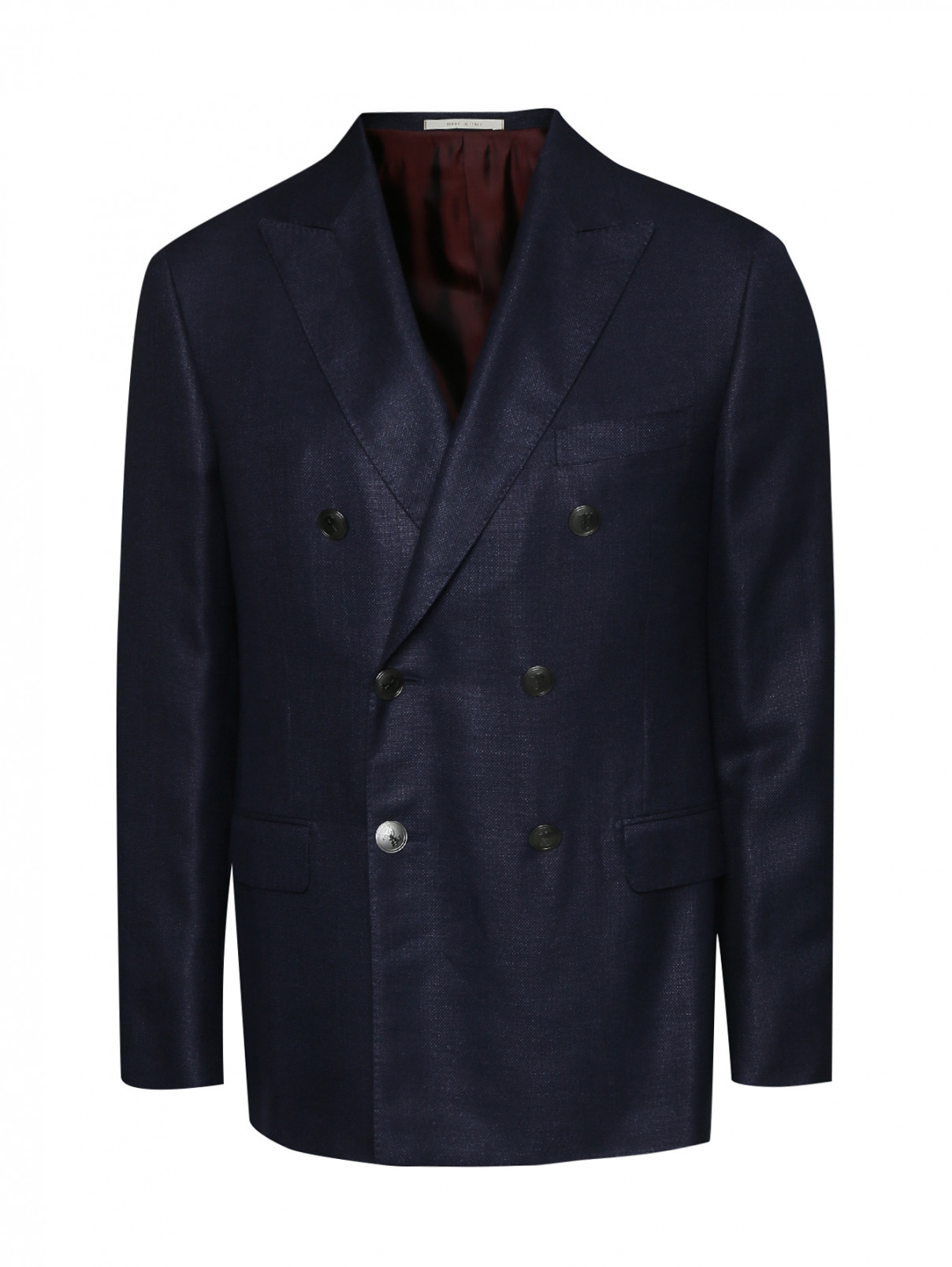 Пиджак двубортный из шерсти и шелка Pal Zileri  –  Общий вид  – Цвет:  Синий