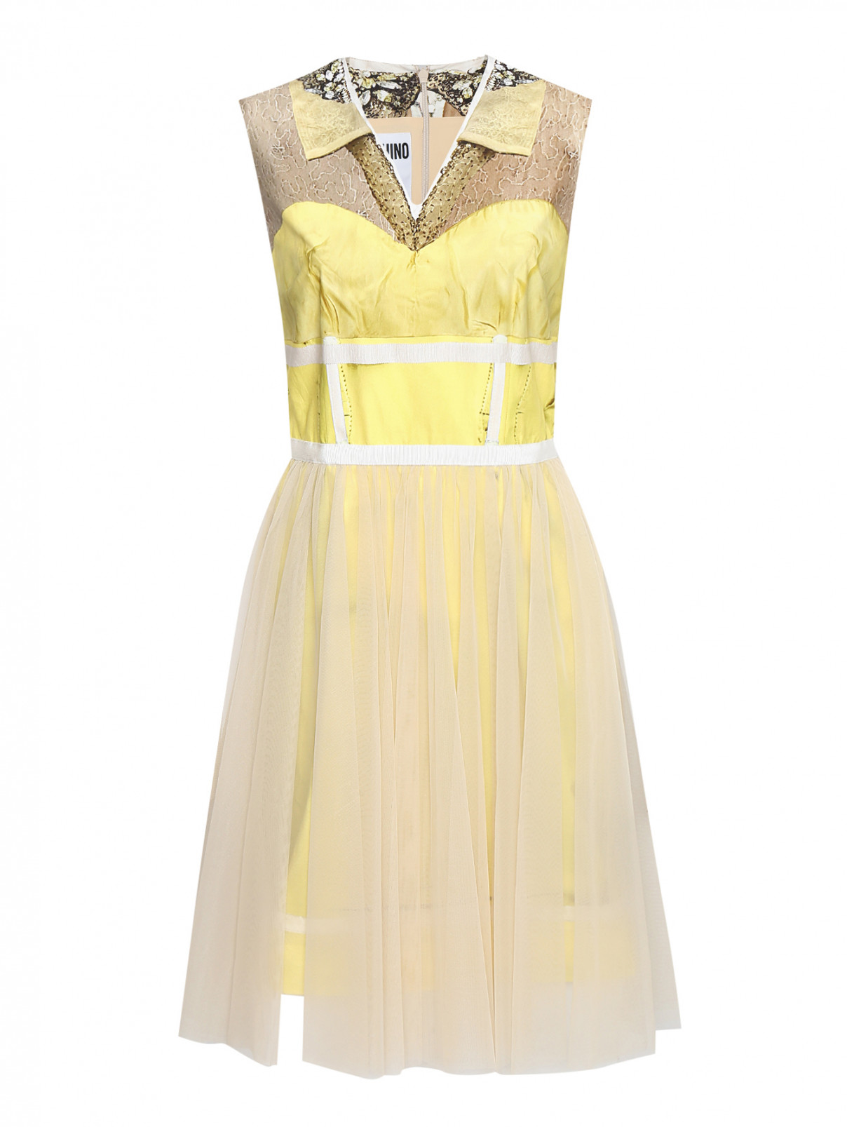Платье из хлопка с узором Moschino  –  Общий вид  – Цвет:  Желтый