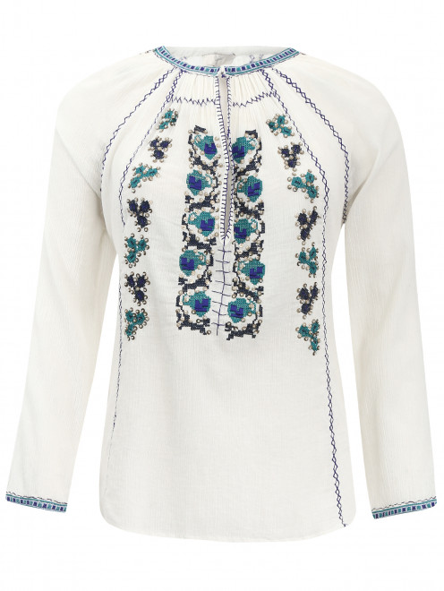 Блуза из хлопка декорированная пайетками и вышивкой Joie - Общий вид