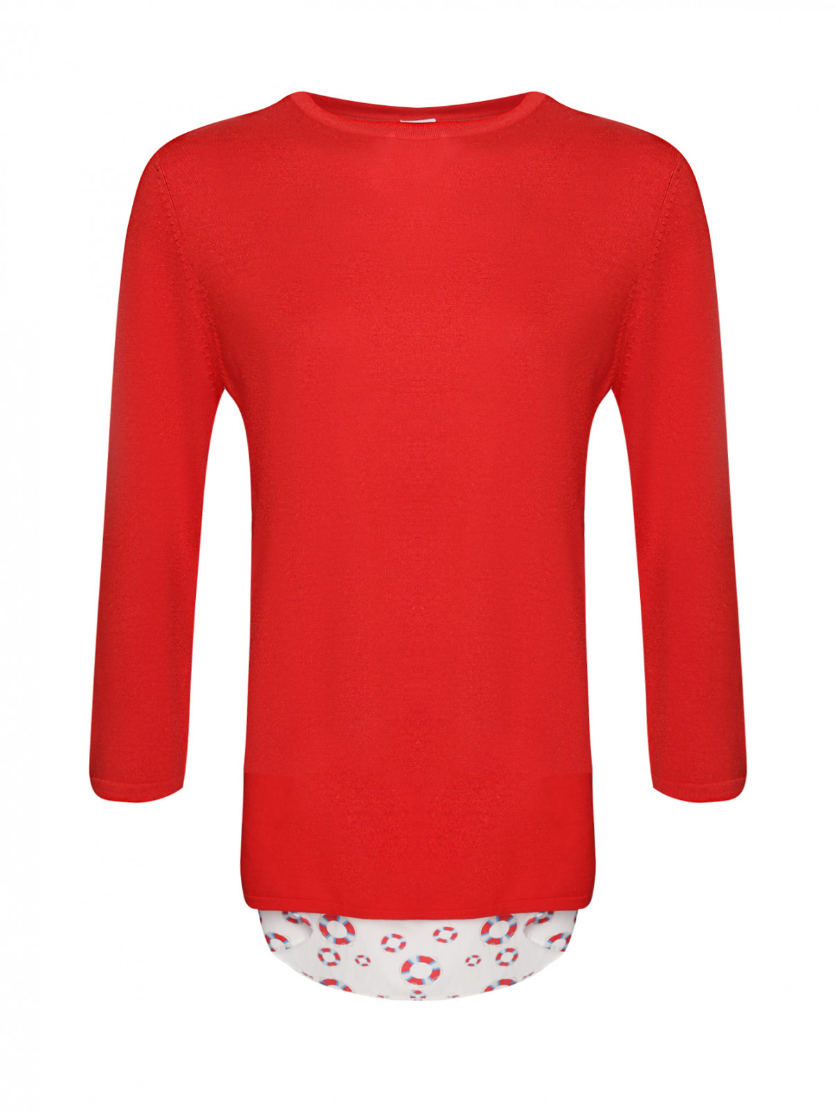 Комбинированный джемпер из хлопка и шелка Van Laack  –  Общий вид  – Цвет:  Красный