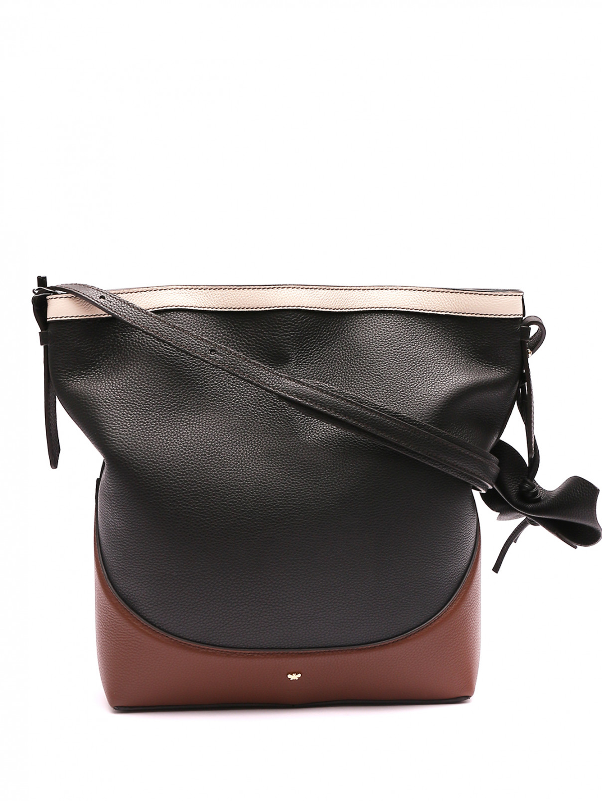 Комбинированная сумка из кожи Weekend Max Mara  –  Общий вид  – Цвет:  Черный