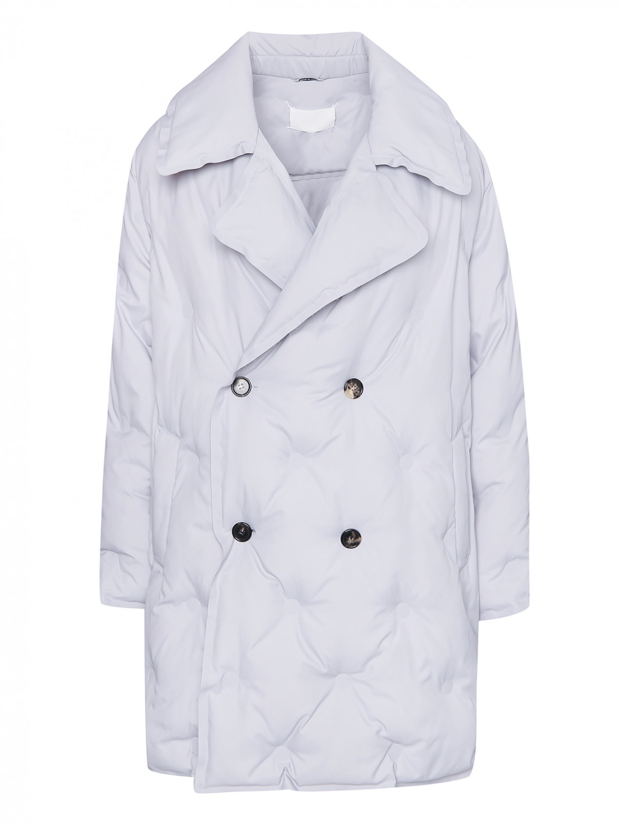 Стеганое пальто свободного кроя Maison Margiela  –  Общий вид  – Цвет:  Серый