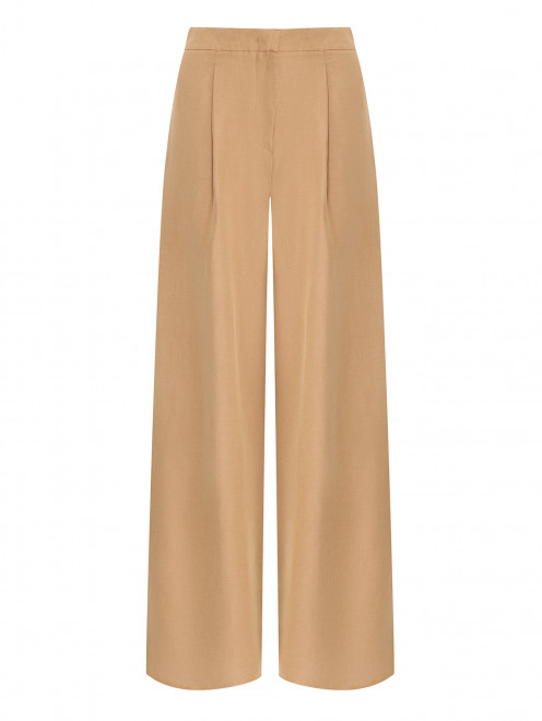 Брюки из льна и шелка с защипами Max Mara - Общий вид