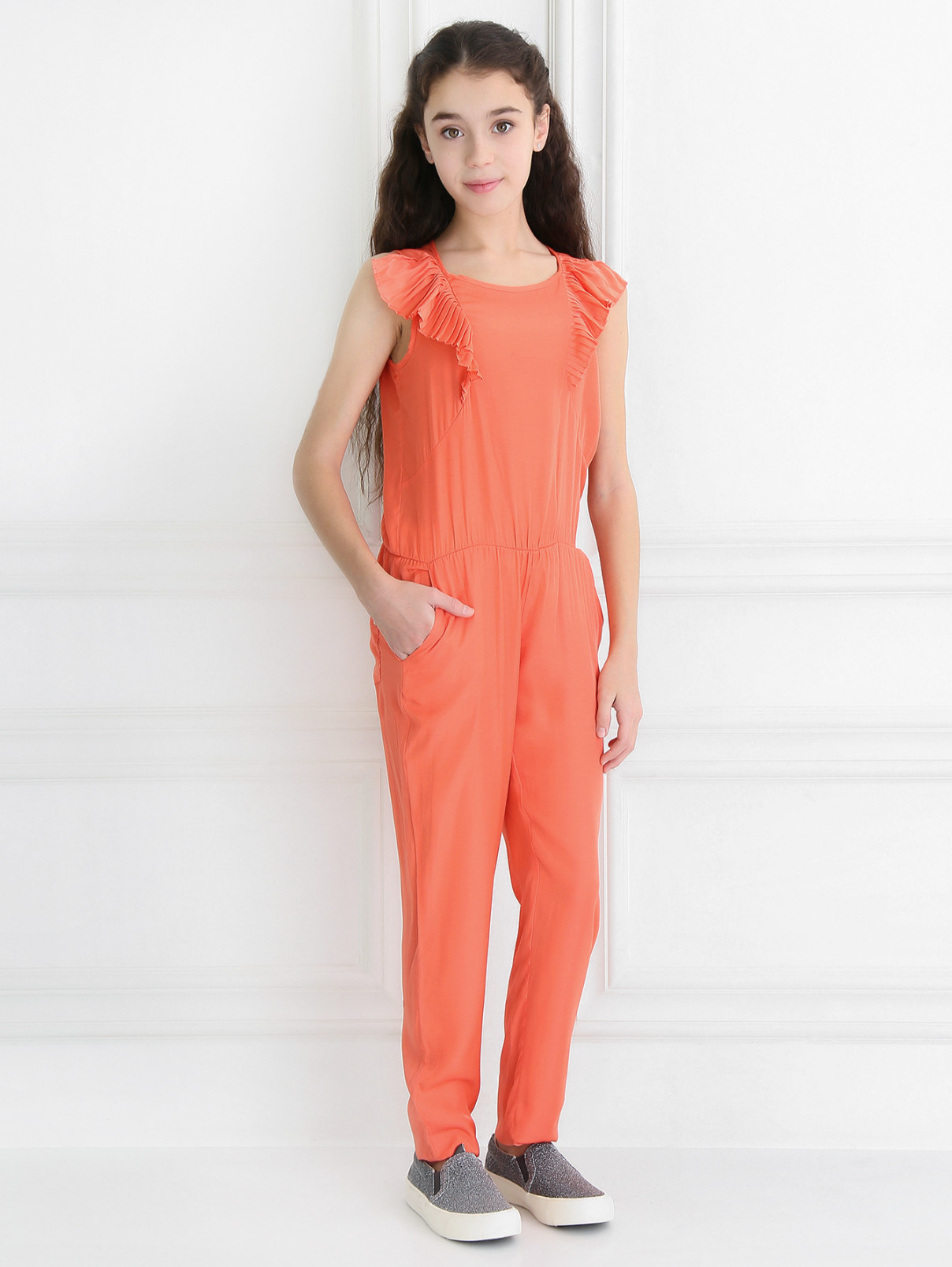 Комбинезон с карманами декорированный рюшами Pinko Up  –  Модель Общий вид  – Цвет:  Оранжевый