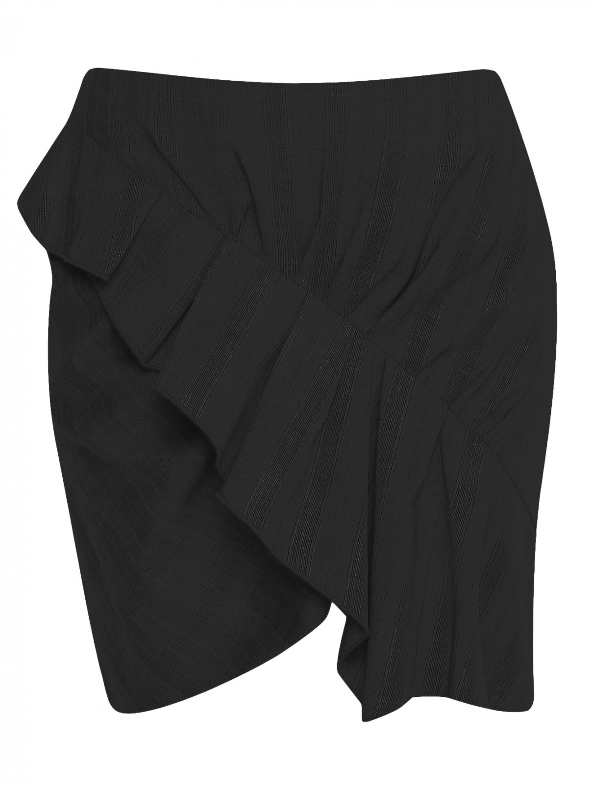 Юбка-мини из шерсти с драпировкой Isabel Marant  –  Общий вид  – Цвет:  Черный