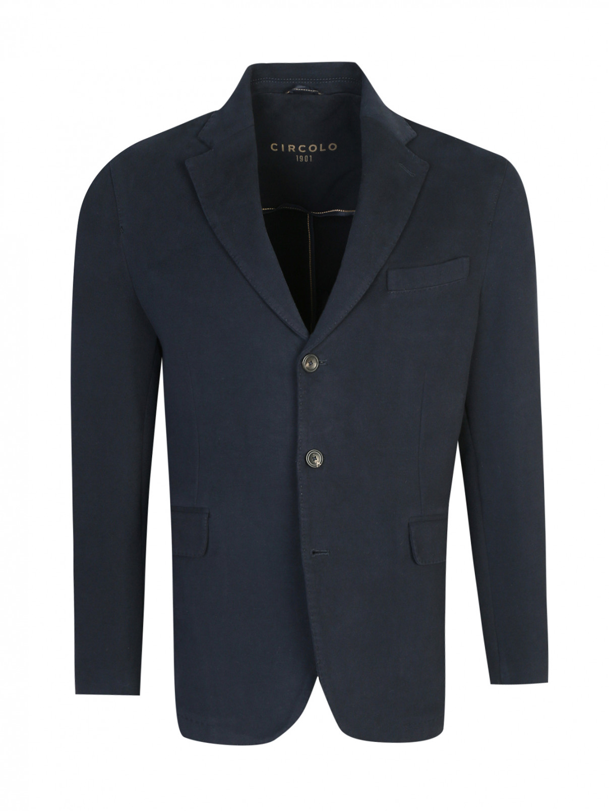 Пиджак однобортный из хлопка Circolo  –  Общий вид  – Цвет:  Синий