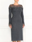 Платье из шерсти и шелка с отделкой из кружева Ermanno Scervino  –  Модель Верх-Низ