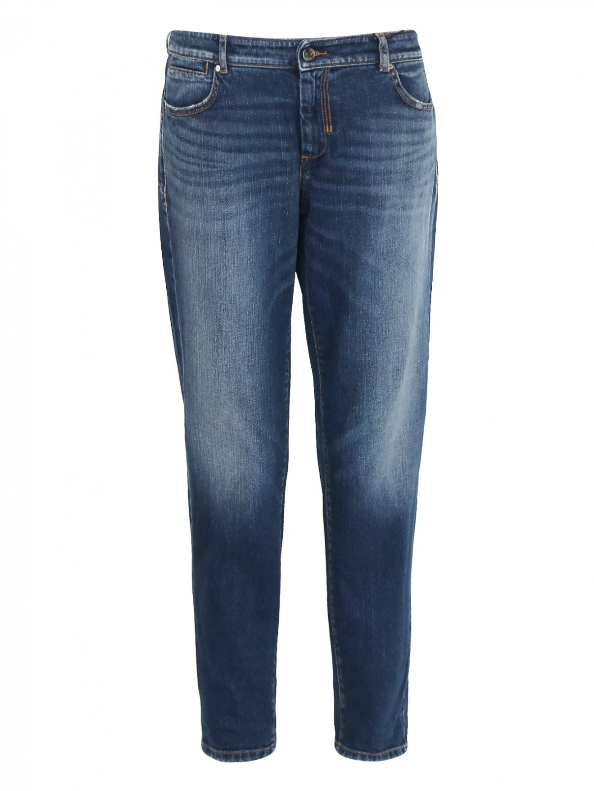 Укороченные джинсы с потертостями Sportmax Code  –  Общий вид  – Цвет:  Синий