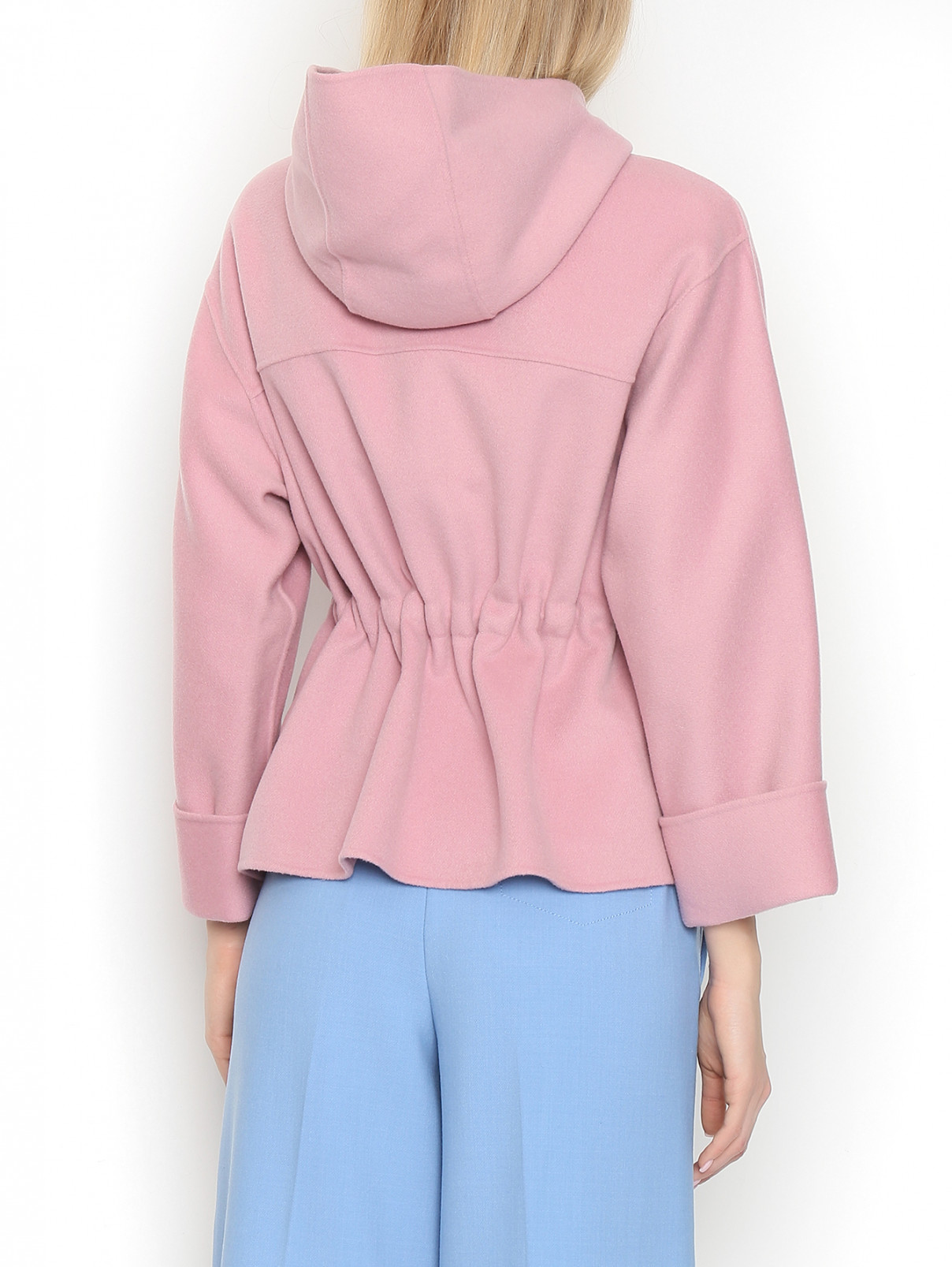 Полупальто из шерсти с кулиской на талии Weekend Max Mara  –  МодельВерхНиз1  – Цвет:  Розовый