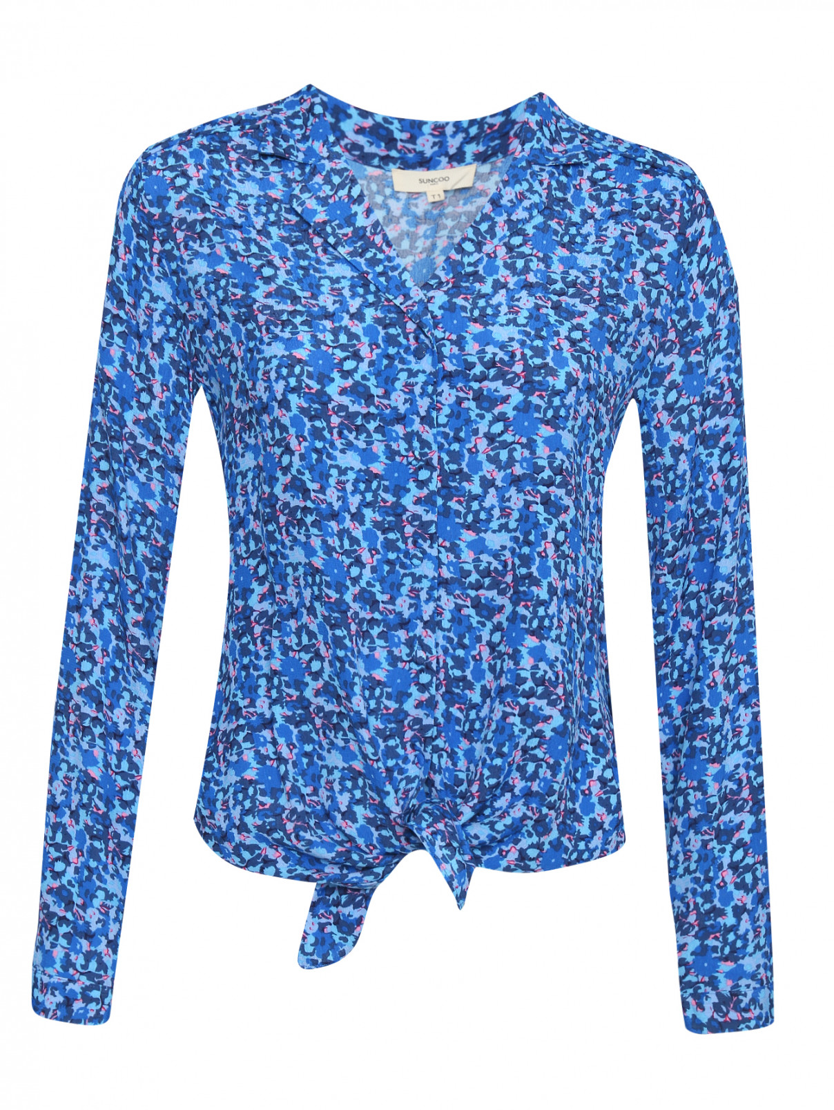Блуза свободного кроя с узором Suncoo  –  Общий вид  – Цвет:  Синий