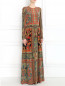Платье-макси из шелка с узором и длинными рукавами Etro  –  Модель Верх-Низ
