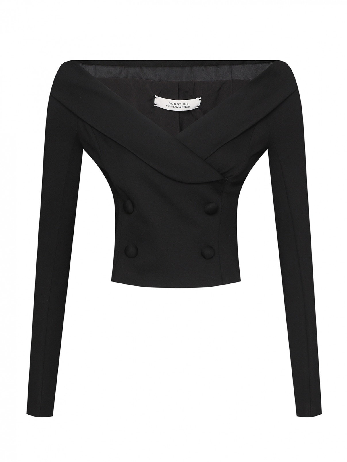Укороченная блуза из смешанной вискозы на молнии Dorothee Schumacher  –  Общий вид  – Цвет:  Черный