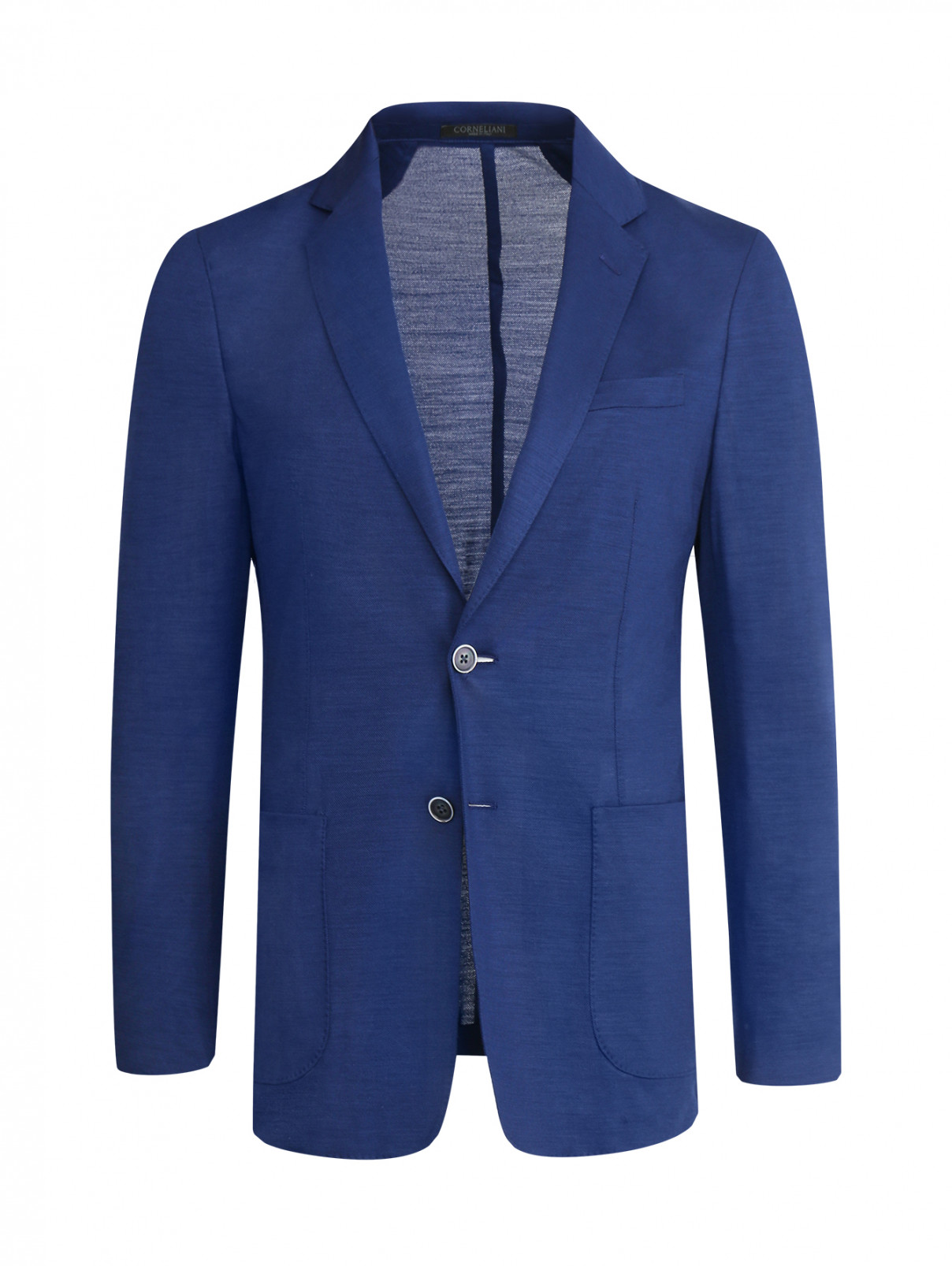 Пиджак из шерсти узкого кроя Corneliani ID  –  Общий вид  – Цвет:  Синий