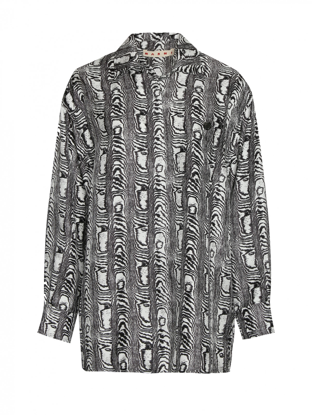 Блуза шелковая с узором Marni  –  Общий вид  – Цвет:  Узор