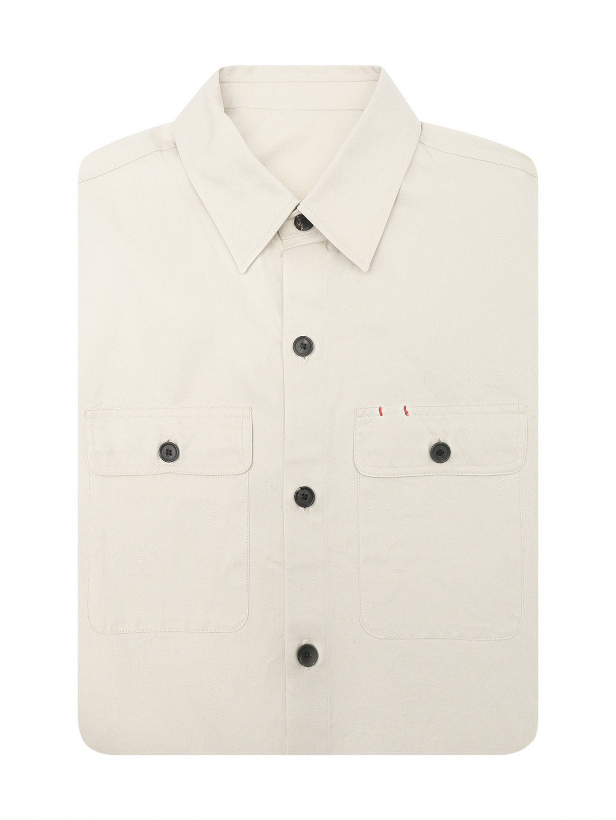 Рубашка из хлопка с накладными карманами Isaia  –  Общий вид  – Цвет:  Бежевый