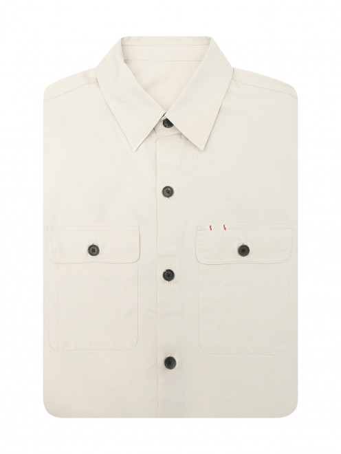 Рубашка из хлопка с накладными карманами - Общий вид