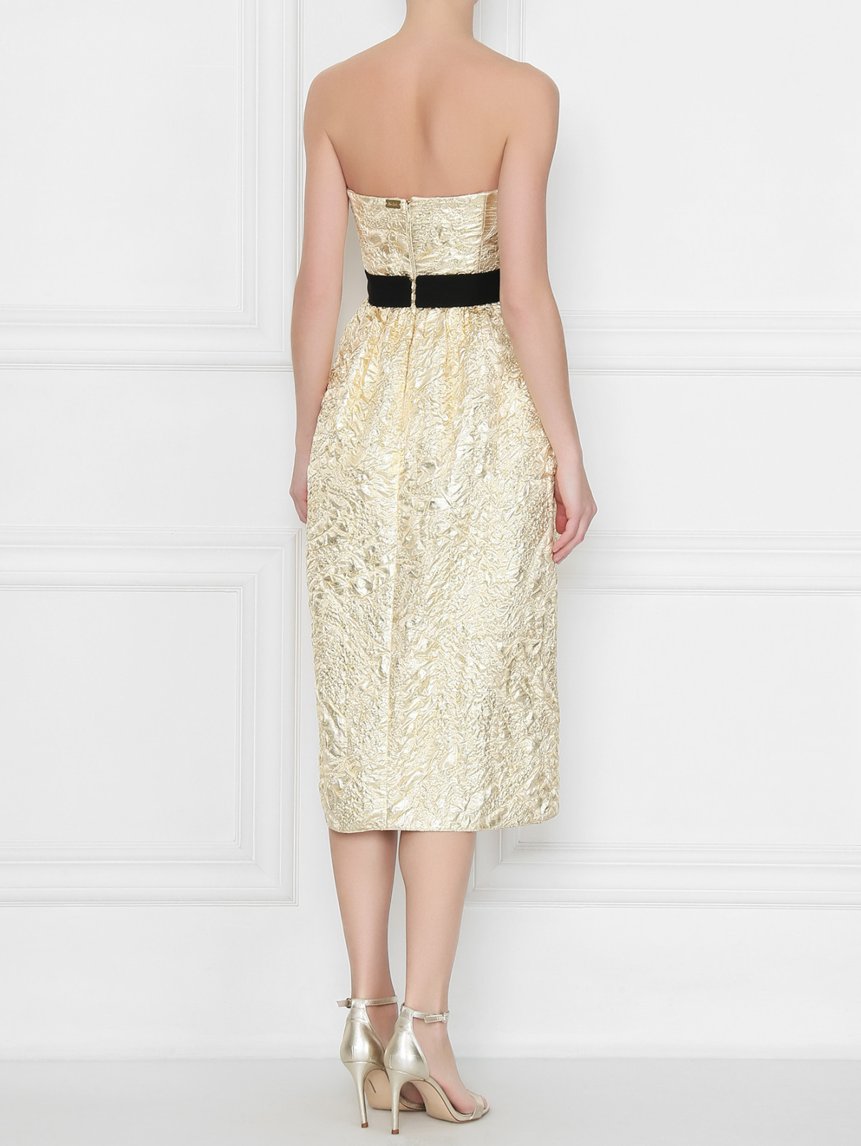 Платье шелковое, со сборкой на талии Rhea Costa  –  МодельВерхНиз1  – Цвет:  Золотой