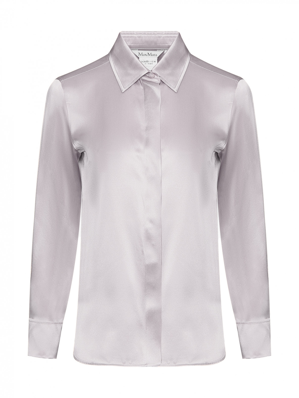 Блуза из шелка на пуговицах Max Mara  –  Общий вид  – Цвет:  Серый