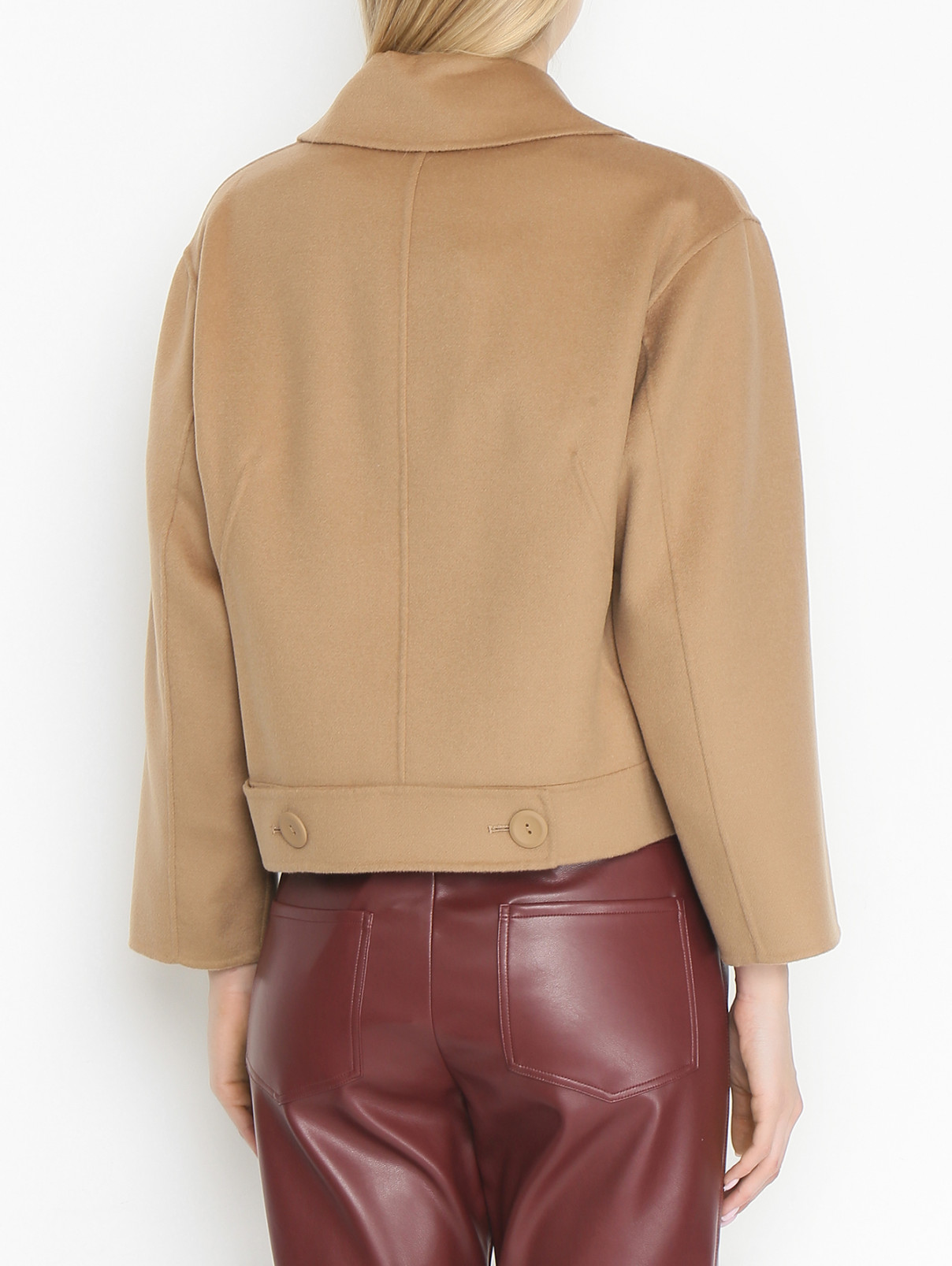 Полупальто из шерсти с карманами Max Mara  –  МодельВерхНиз1  – Цвет:  Бежевый