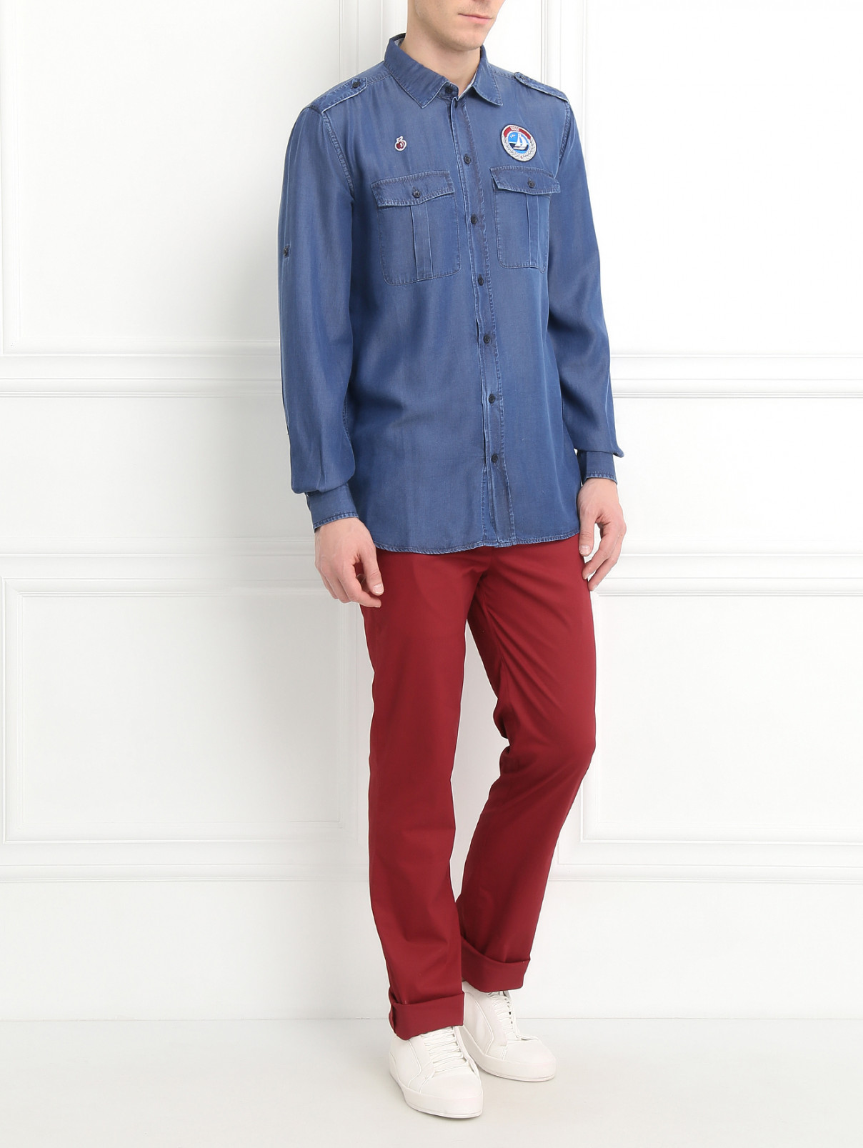 Рубашка с накладными карманами и декоративной отделкой BOSCO  –  Модель Общий вид  – Цвет:  Синий