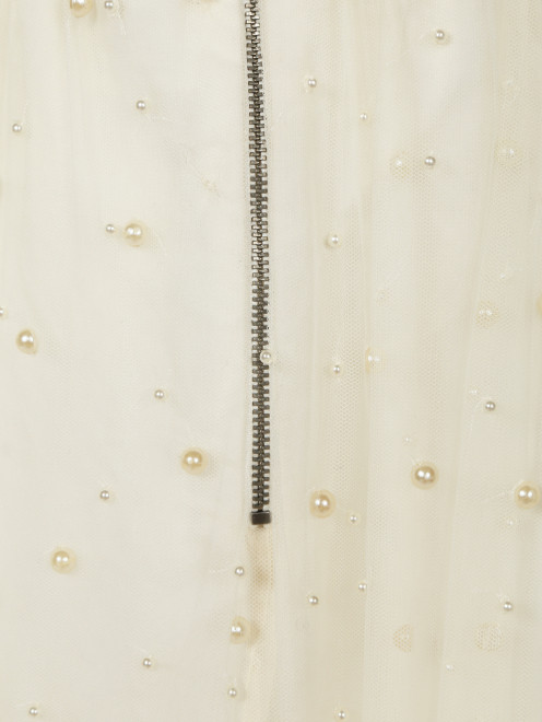 Юбка-миди из шелка и сетки, декорированная бусинами - Деталь1