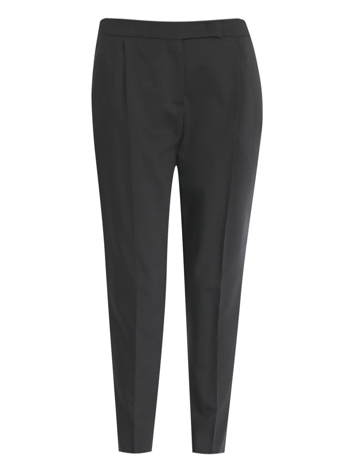 Укороченные брюки из шерсти прямого кроя Jil Sander Navy  –  Общий вид  – Цвет:  Черный