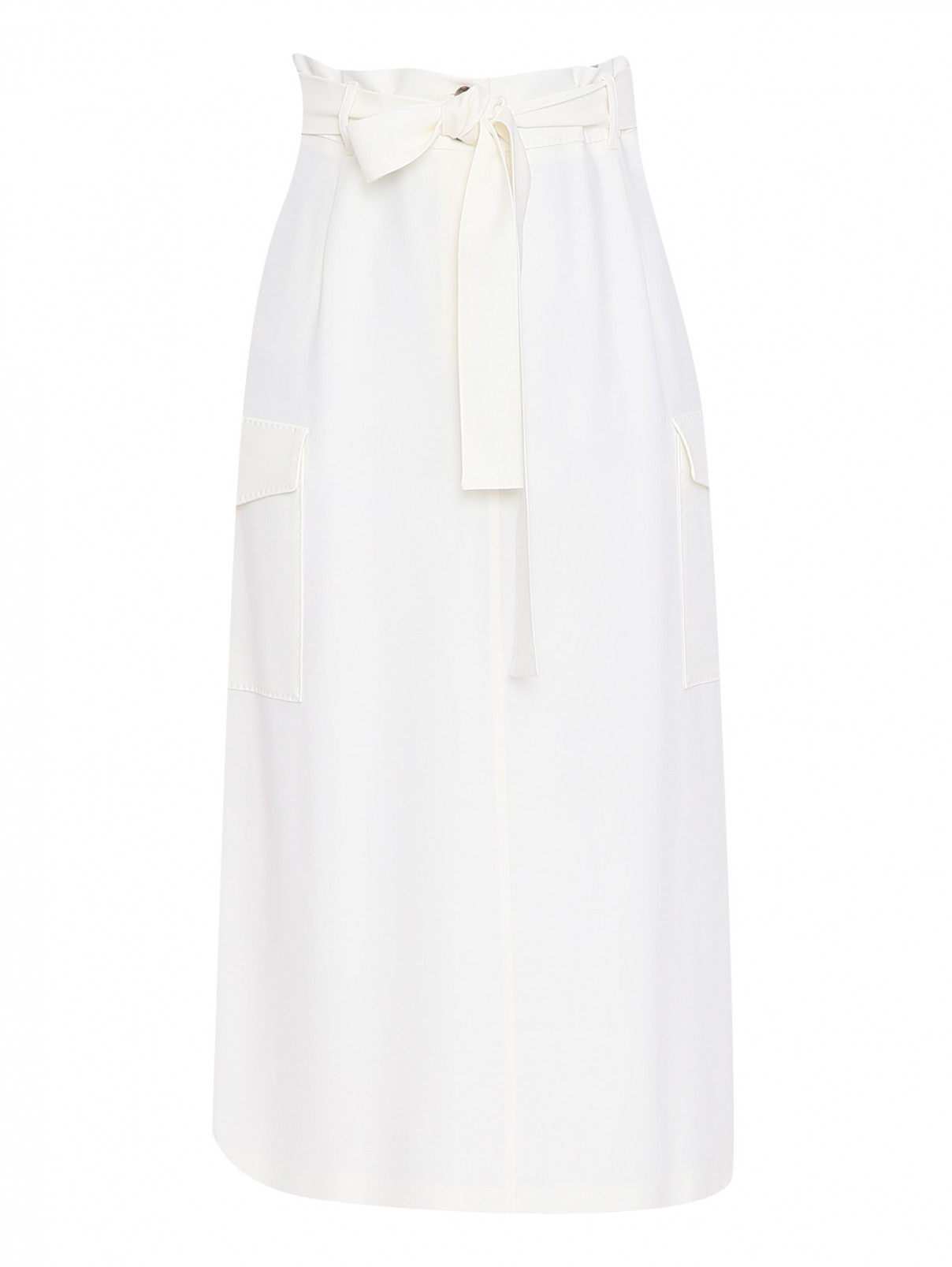 Юбка-миди с карманами Marina Rinaldi  –  Общий вид  – Цвет:  Белый