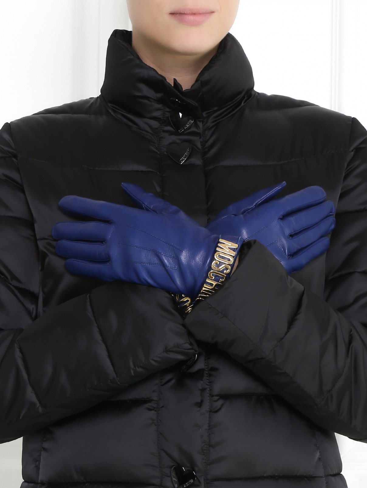 Перчатки из кожи с декоративной отделкой Moschino  –  Модель Общий вид  – Цвет:  Синий