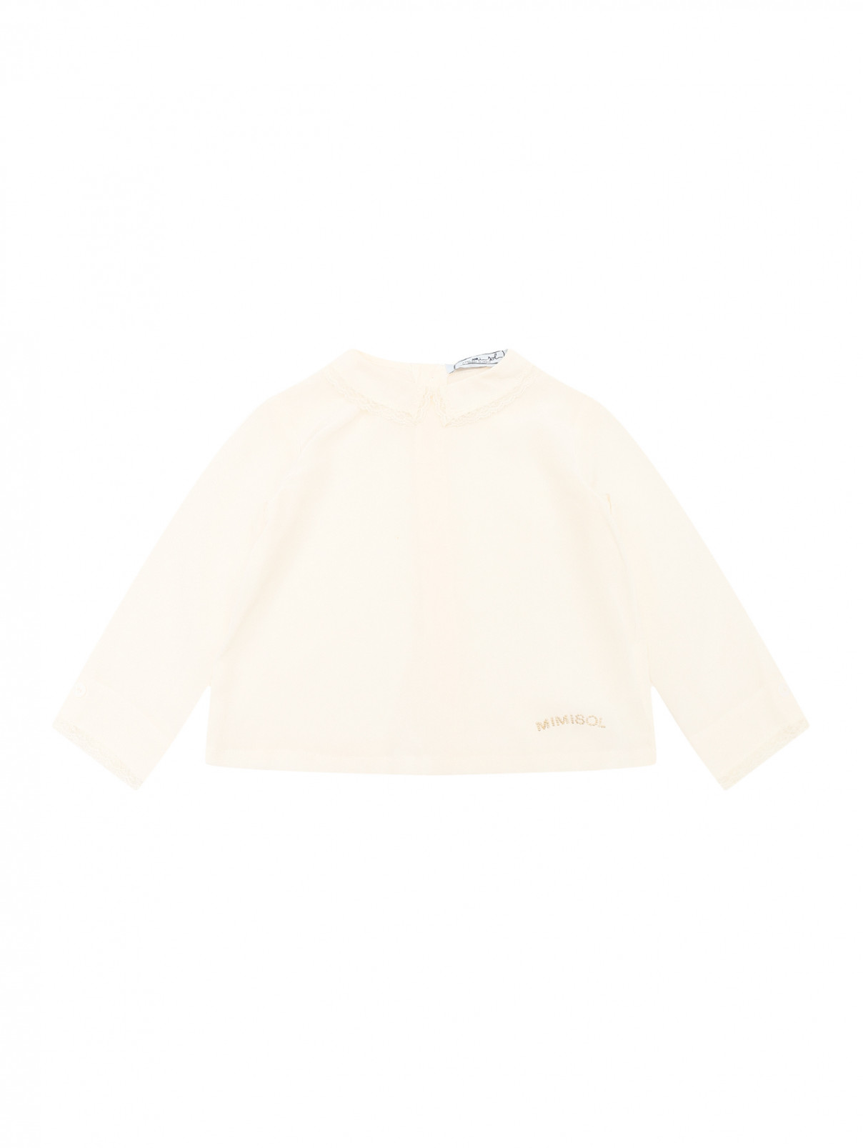 Блуза из шелка декорированная кружевом MiMiSol  –  Общий вид  – Цвет:  Белый