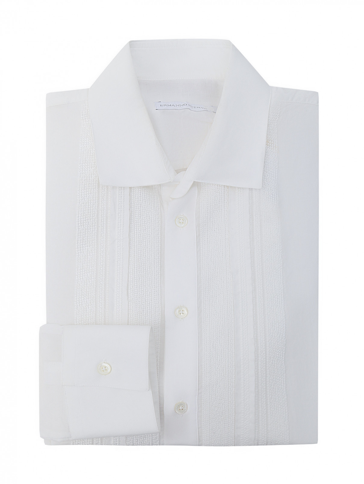 Рубашка из хлопка декорированная вышивкой Ermanno Scervino  –  Общий вид  – Цвет:  Белый