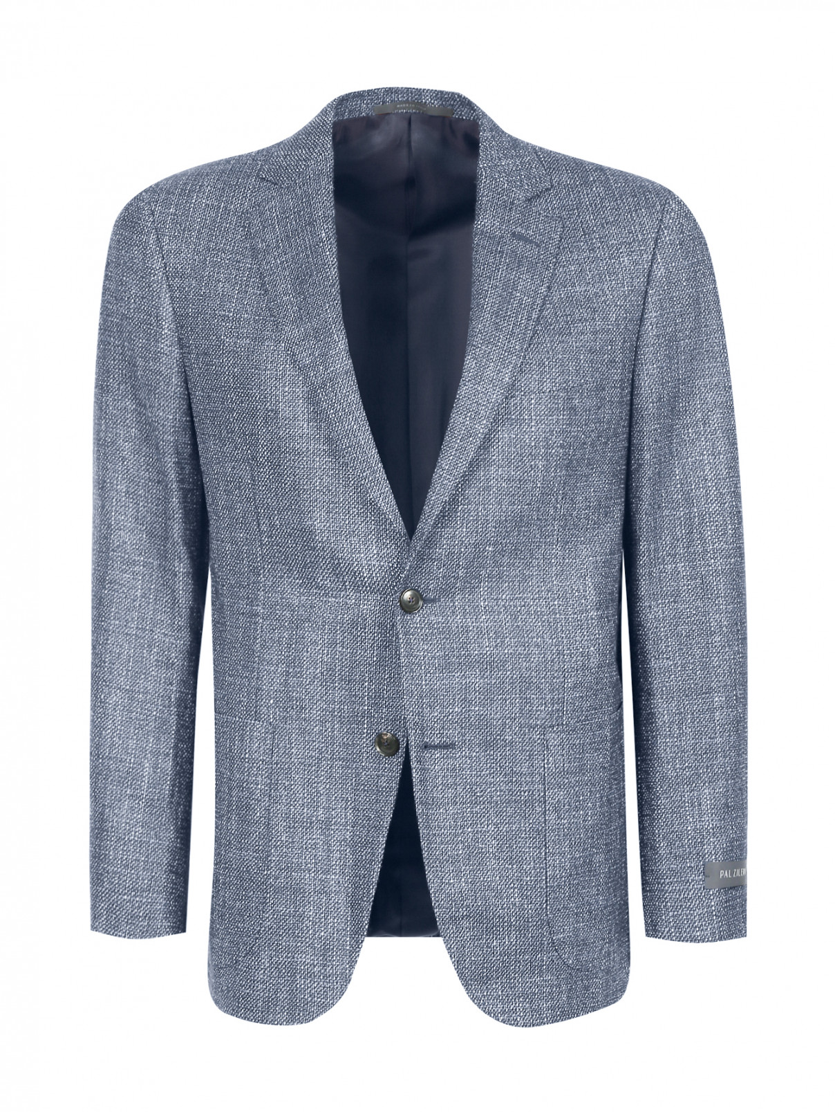 Пиджак однобортный из шелка и шерсти Pal Zileri  –  Общий вид  – Цвет:  Синий