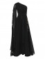 Платье-макси из смешанного шелка декорированное вышивкой Elie Saab  –  Общий вид
