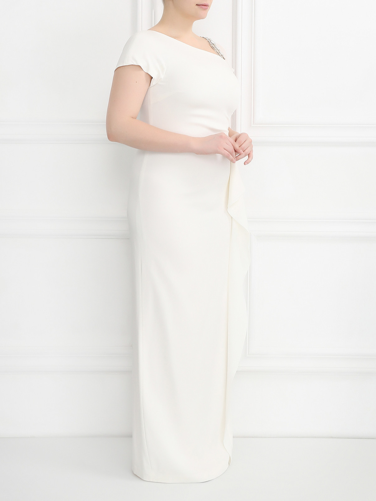 Платье-макси декорированное стразами Marina Rinaldi  –  Модель Общий вид  – Цвет:  Белый