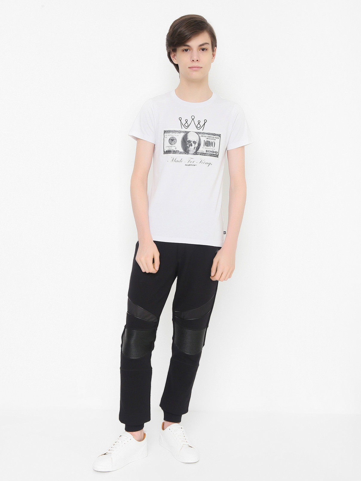 Трикотажные брюки со вставками Philipp Plein  –  МодельОбщийВид  – Цвет:  Черный
